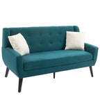 Ensemble causeuse et fauteuil 3 pièces en lin capitonné, beige/gris/jaune/bleu/blanc/bleu clair, 3 places et plus
