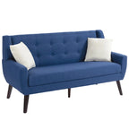 Ensemble causeuse et fauteuil 3 pièces en lin capitonné, beige/gris/jaune/bleu/blanc/bleu clair, 3 places et plus