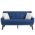 Ensemble causeuse et fauteuil 3 pièces en lin capitonné, beige/gris/jaune/bleu/blanc/bleu clair, 3 places et plus