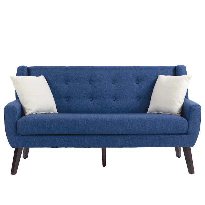 Ensemble causeuse et fauteuil 3 pièces en lin capitonné, beige/gris/jaune/bleu/blanc/bleu clair, 3 places et plus