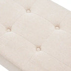 Banc d'entrée capitonné, Polyester, Pieds en bois en X, 89,9 cm L, 136 kg, 1-2 places, Gris/Blanc/Beige