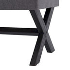 Banc d'entrée capitonné, Polyester, Pieds en bois en X, 89,9 cm L, 136 kg, 1-2 places, Gris/Blanc/Beige