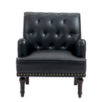 Fauteuil d'appoint en similicuir capitonné, noir/marron/beige, clous décoratifs, 1 place