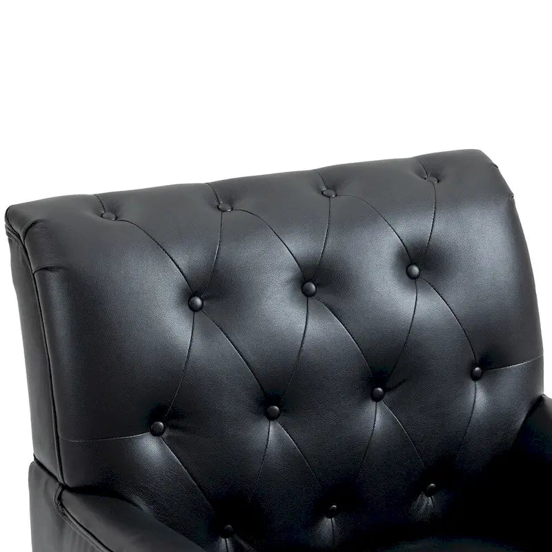 Fauteuil d'appoint en similicuir capitonné, noir/marron/beige, clous décoratifs, 1 place