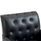 Fauteuil d'appoint en similicuir capitonné, noir/marron/beige, clous décoratifs, 1 place