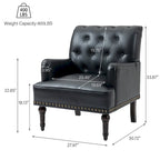 Fauteuil d'appoint en similicuir capitonné, noir/marron/beige, clous décoratifs, 1 place