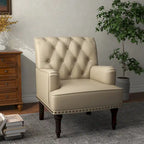 Fauteuil d'appoint en similicuir capitonné, noir/marron/beige, clous décoratifs, 1 place
