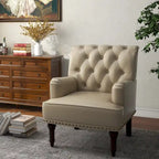 Fauteuil d'appoint en similicuir capitonné, noir/marron/beige, clous décoratifs, 1 place