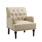 Fauteuil d'appoint en similicuir capitonné, noir/marron/beige, clous décoratifs, 1 place