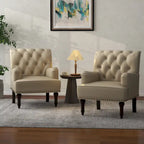 Fauteuil d'appoint en similicuir capitonné, noir/marron/beige, clous décoratifs, 1 place
