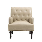 Fauteuil d'appoint en similicuir capitonné, noir/marron/beige, clous décoratifs, 1 place