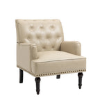 Fauteuil d'appoint en similicuir capitonné, noir/marron/beige, clous décoratifs, 1 place