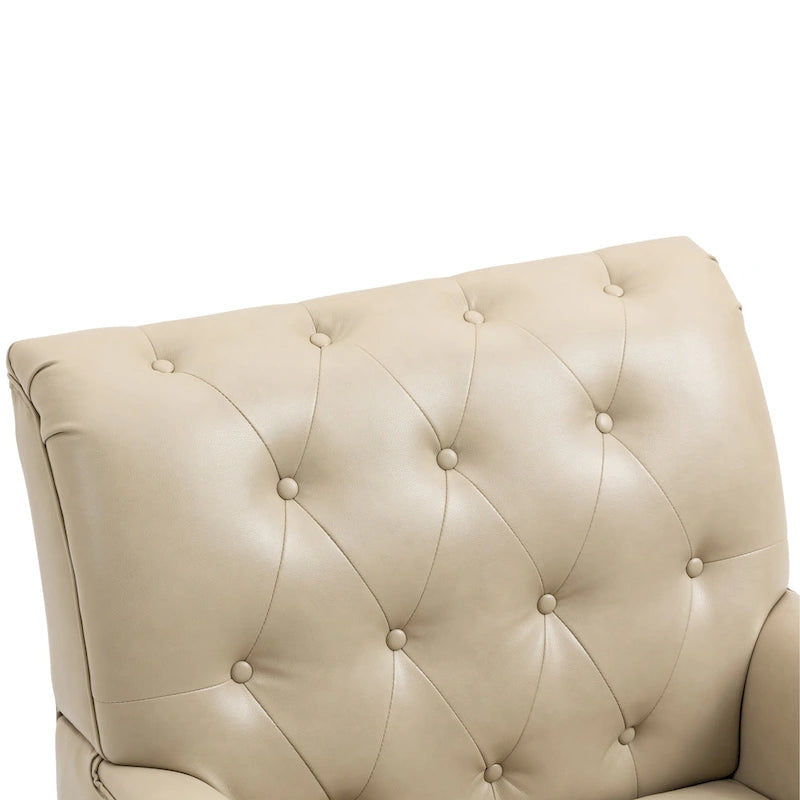 Fauteuil d'appoint en similicuir capitonné, noir/marron/beige, clous décoratifs, 1 place