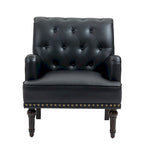 Fauteuil d'appoint en similicuir capitonné, noir/marron/beige, clous décoratifs, 1 place
