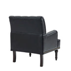 Fauteuil d'appoint en similicuir capitonné, noir/marron/beige, clous décoratifs, 1 place