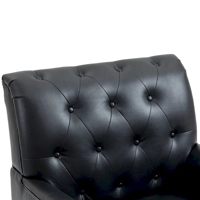 Fauteuil d'appoint en similicuir capitonné, noir/marron/beige, clous décoratifs, 1 place