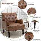Fauteuil d'appoint en similicuir capitonné, noir/marron/beige, clous décoratifs, 1 place