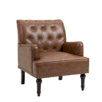 Fauteuil d'appoint en similicuir capitonné, noir/marron/beige, clous décoratifs, 1 place