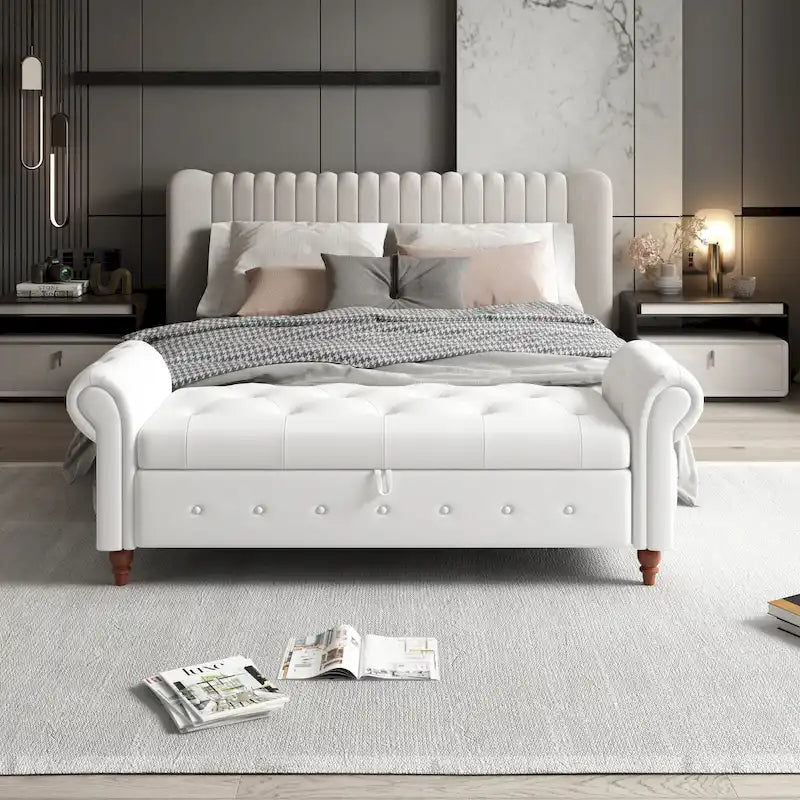 Banc de lit en tissu avec rangement 63
