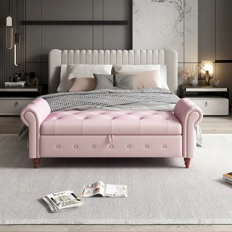 Banc de lit en tissu avec rangement 63