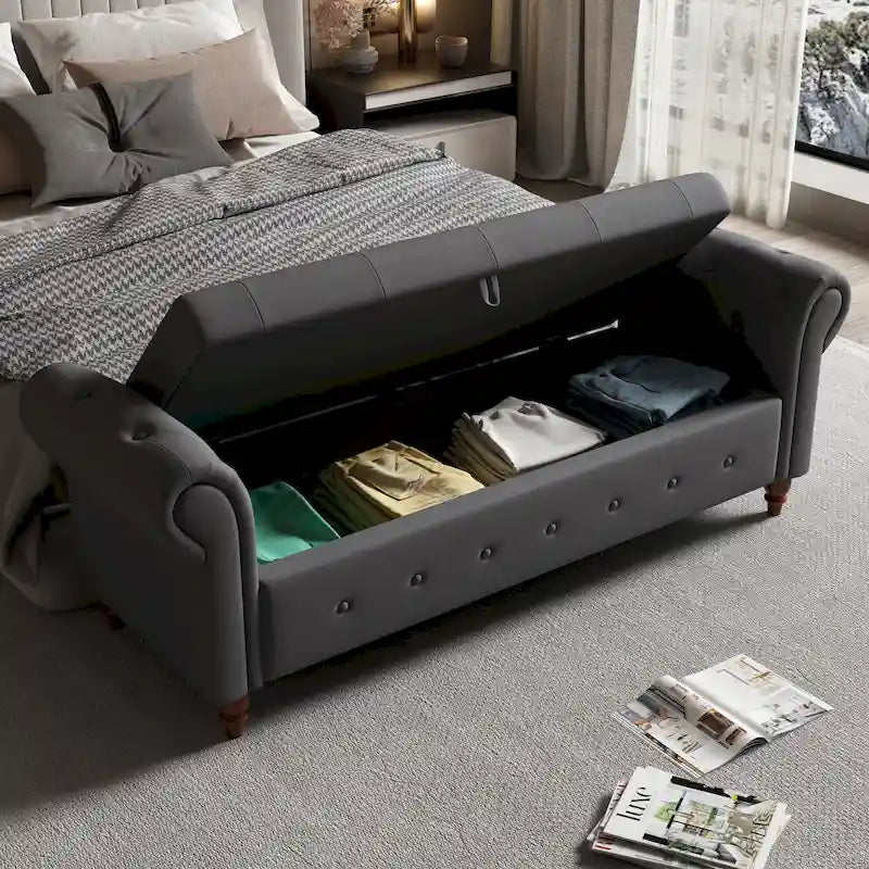 Banc de lit en tissu avec rangement 63
