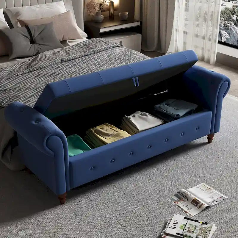 Banc de lit en tissu avec rangement 63