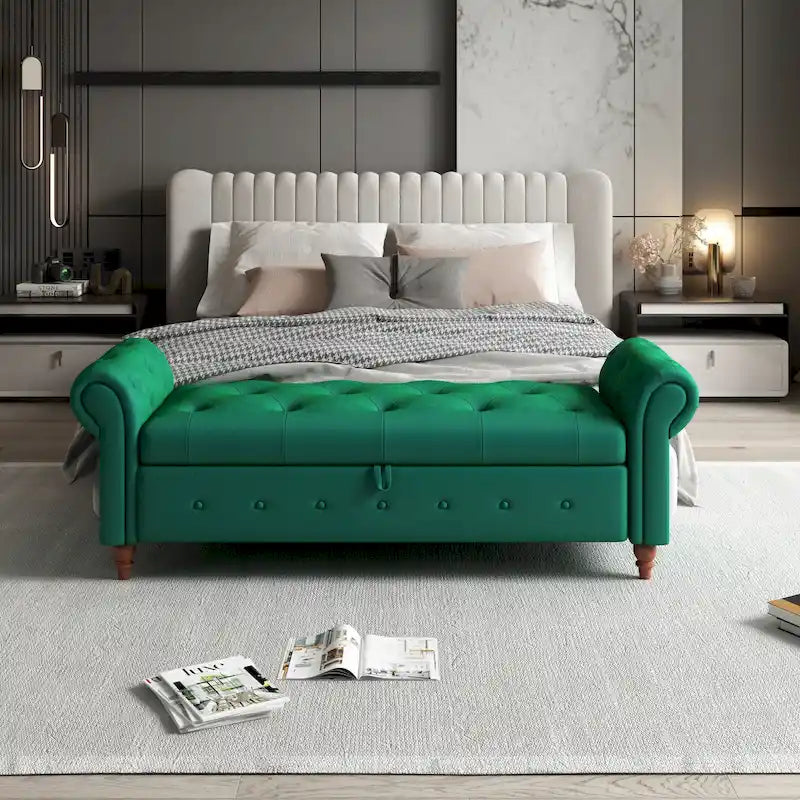 Banc de lit en tissu avec rangement 63