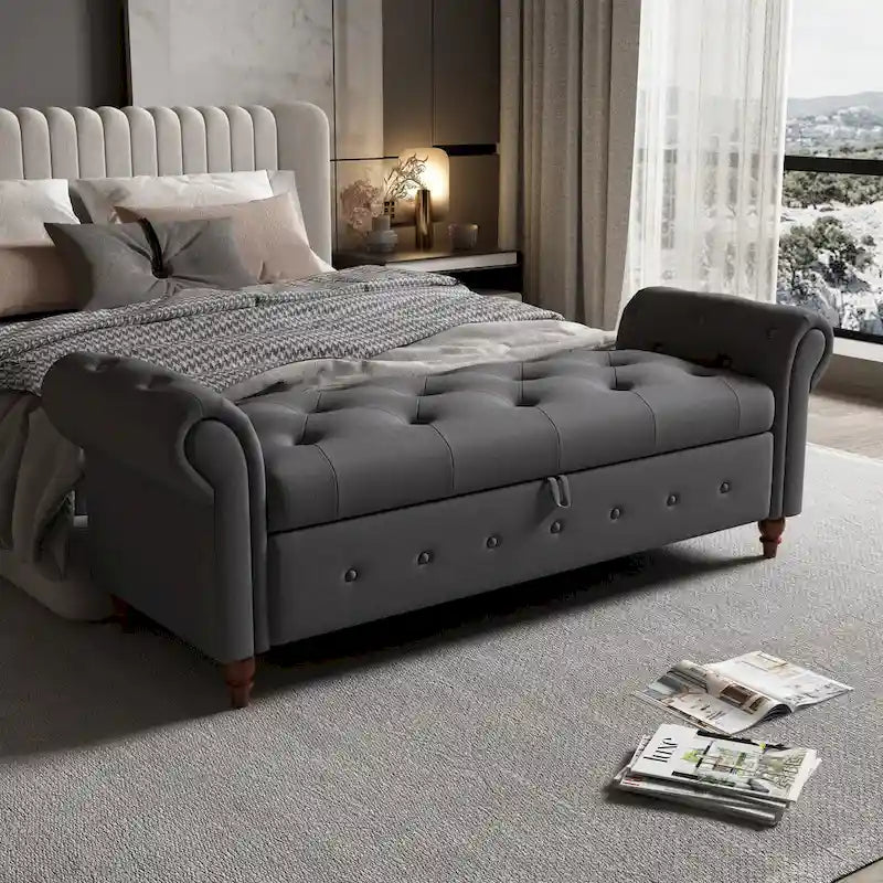 Banc de lit en tissu avec rangement 63