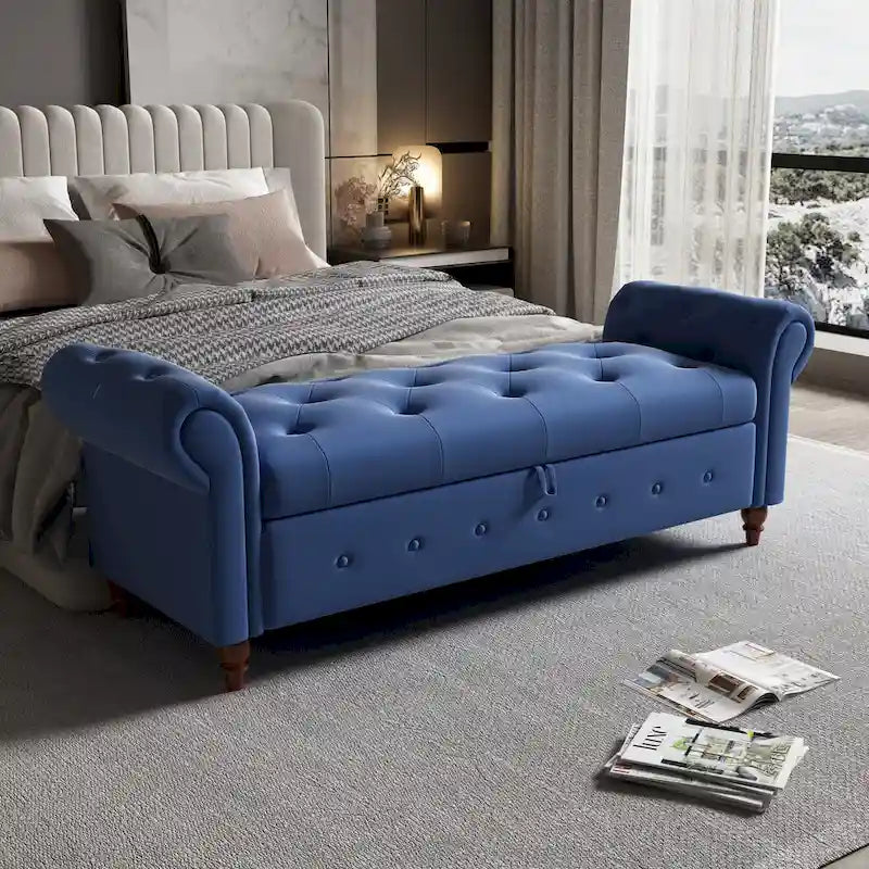Banc de lit en tissu avec rangement 63