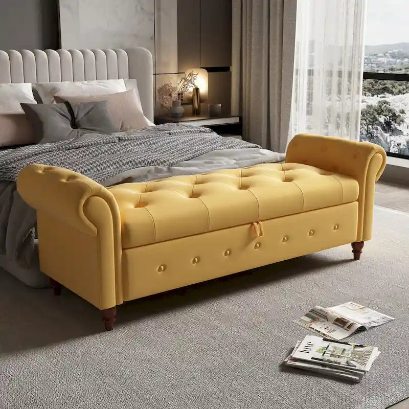Banc de lit en tissu avec rangement 63