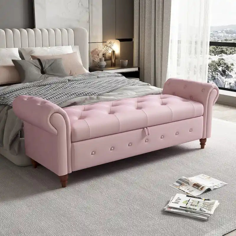 Banc de lit en tissu avec rangement 63