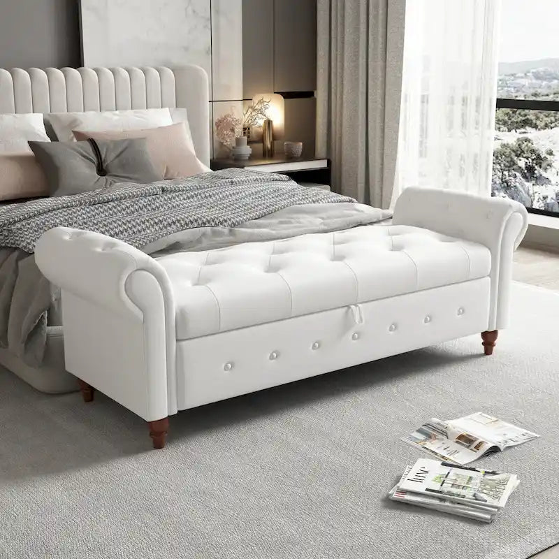 Banc de lit en tissu avec rangement 63