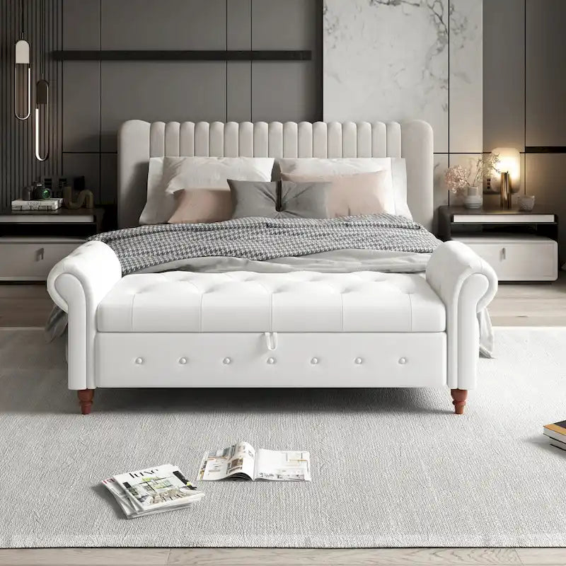 Banc de lit en tissu avec rangement 63