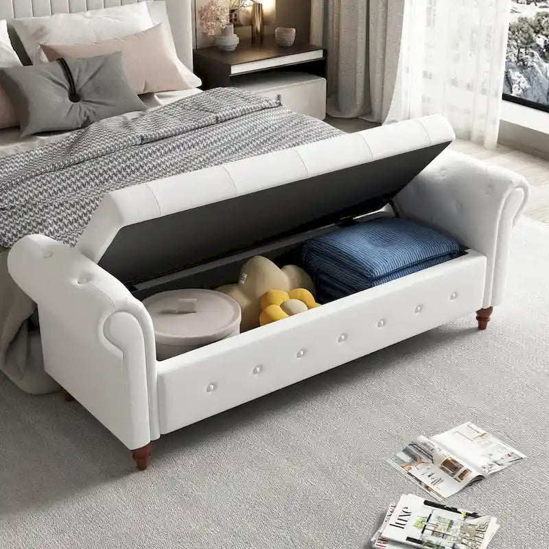 Banc de lit en tissu avec rangement 63