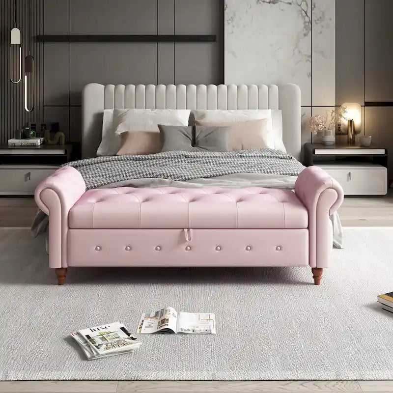 Banc de lit en tissu avec rangement 63