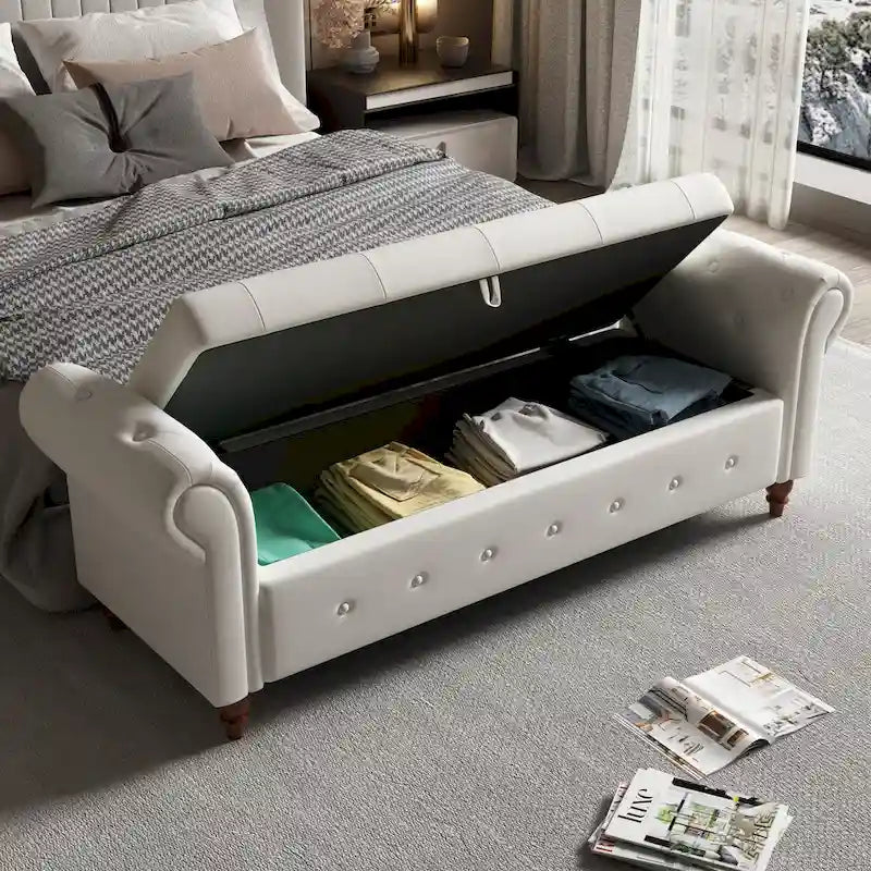 Banc de lit en tissu avec rangement 63
