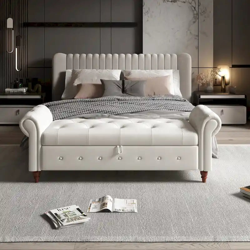 Banc de lit en tissu avec rangement 63