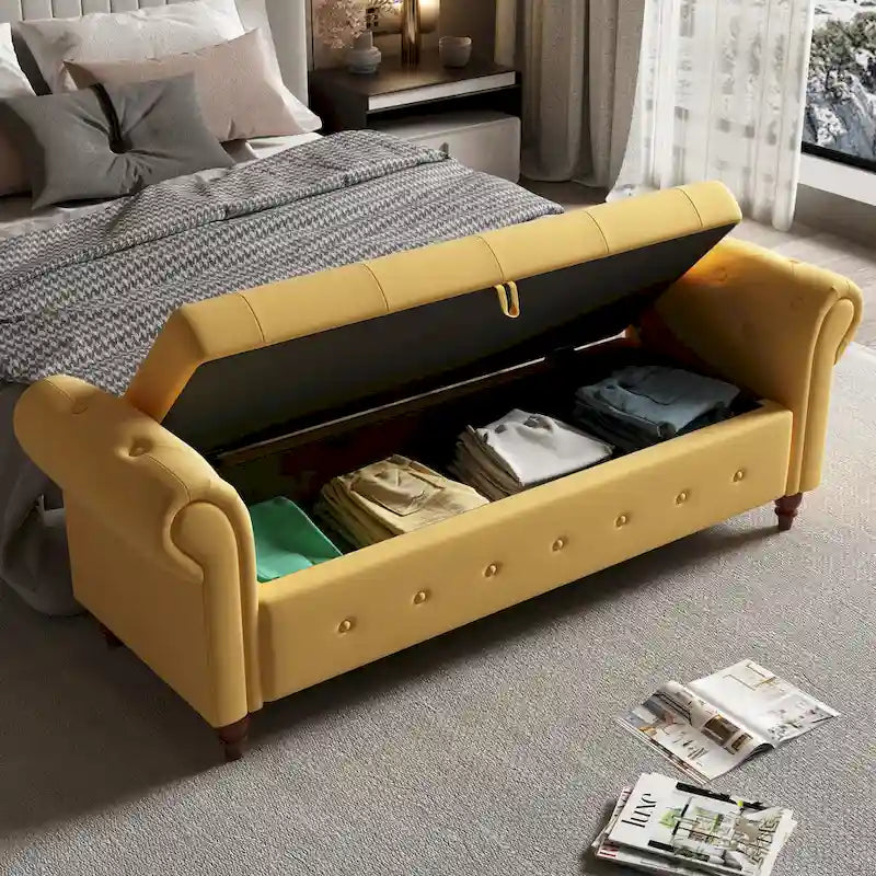 Banc de lit en tissu avec rangement 63