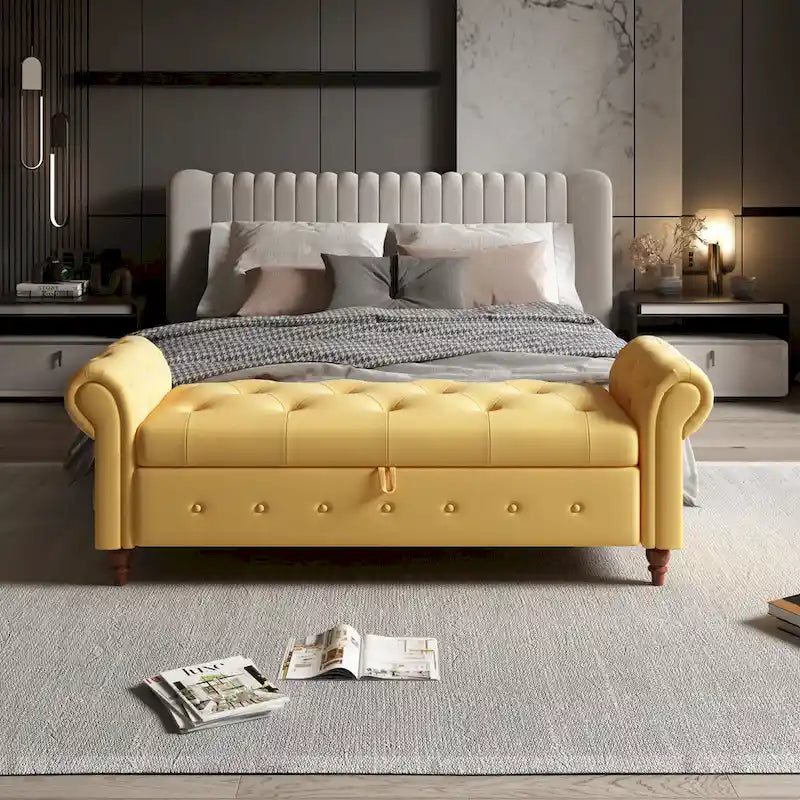 Banc de lit en tissu avec rangement 63