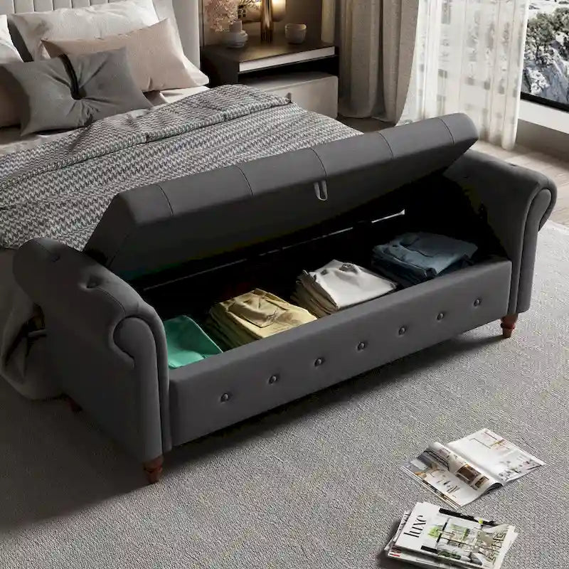 Banc de lit en tissu avec rangement 63