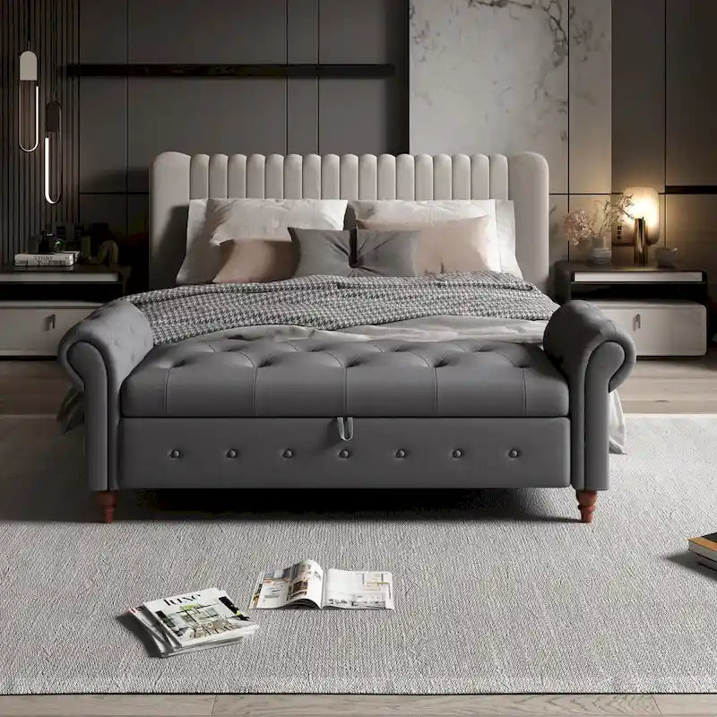 Banc de lit en tissu avec rangement 63