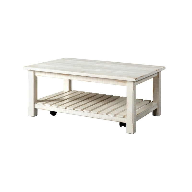 Table basse de ferme avec étagère inférieure, gris/expresso/blanc/noir/miel, bois de pin