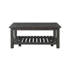 Table basse de ferme avec étagère inférieure, gris/expresso/blanc/noir/miel, bois de pin