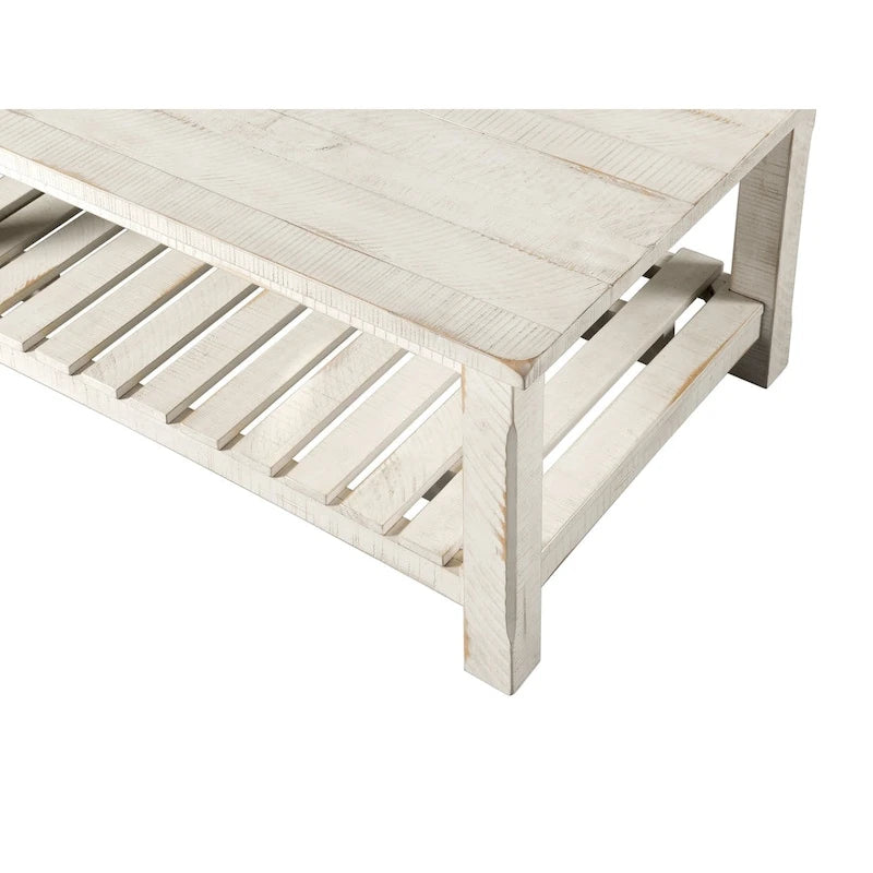 Table basse de ferme avec étagère inférieure, gris/expresso/blanc/noir/miel, bois de pin