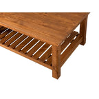 Table basse de ferme avec étagère inférieure, gris/expresso/blanc/noir/miel, bois de pin