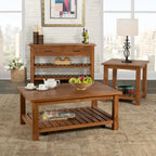 Table basse de ferme avec étagère inférieure, gris/expresso/blanc/noir/miel, bois de pin