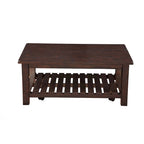 Table basse de ferme avec étagère inférieure, gris/expresso/blanc/noir/miel, bois de pin