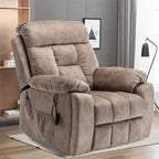 Fauteuil inclinable releveur électrique, massage et chaleur, velours, 8 points de massage, porte-gobelet, s'incline à 160°, 1 place, marron clair/foncé