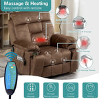 Fauteuil inclinable releveur électrique, massage et chaleur, velours, 8 points de massage, porte-gobelet, s'incline à 160°, 1 place, marron clair/foncé