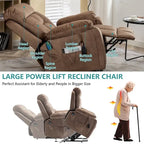 Fauteuil inclinable releveur électrique, massage et chaleur, velours, 8 points de massage, porte-gobelet, s'incline à 160°, 1 place, marron clair/foncé